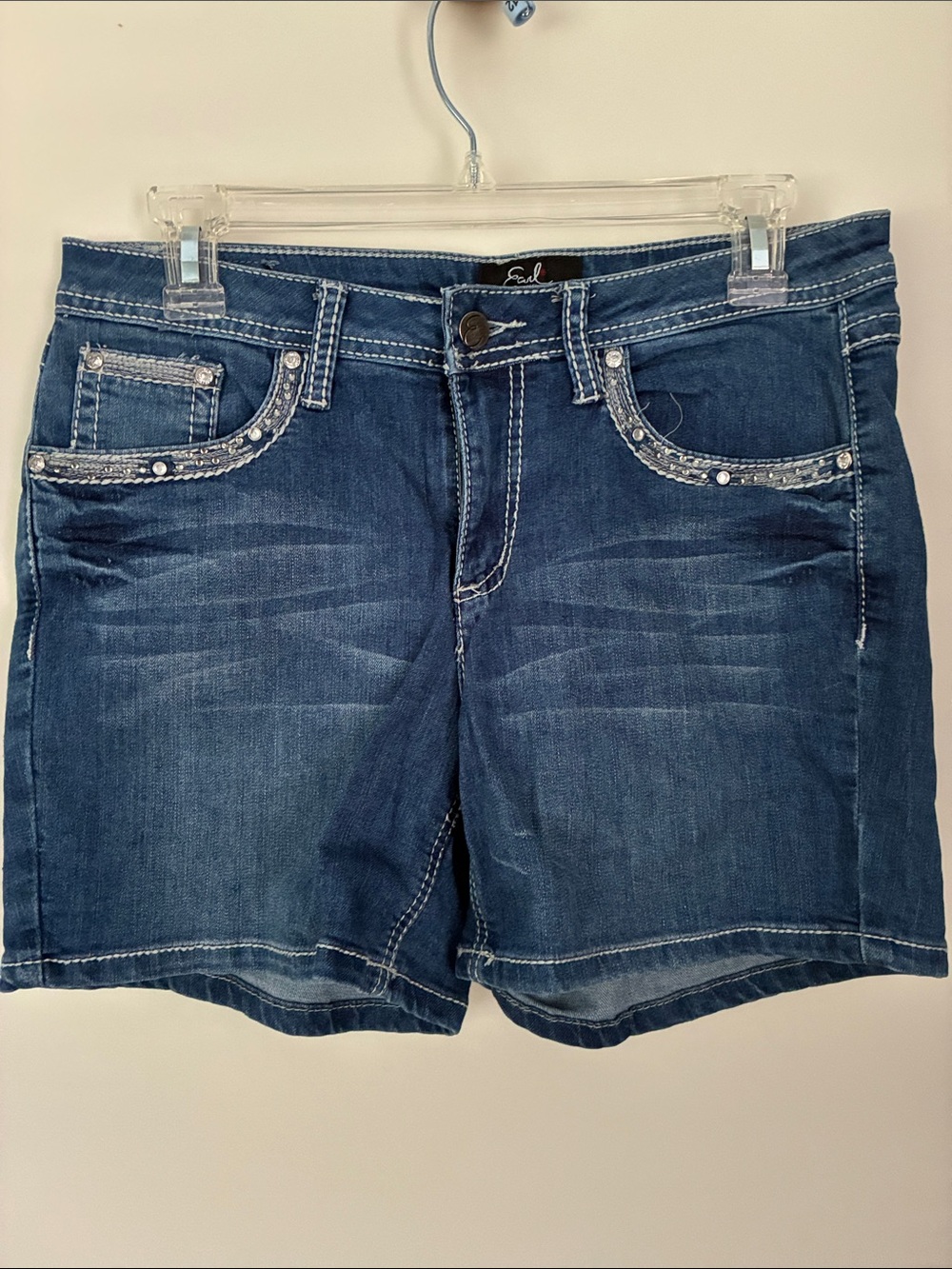 Earl Jean Stylish Blue Denim Women’s Shorts with Embellished Pockets